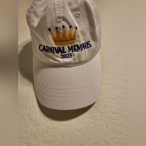 DC White Baseball Cap with Gold Crown Embroidery